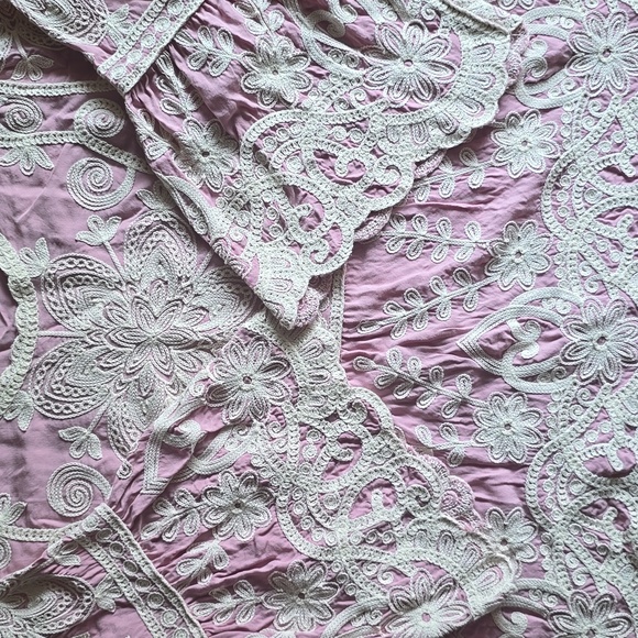 Ana & Rose Romantic Boho Embroidered Bell-Sleeve Blouse Pesant Top Sz.L - Picture 8 of 11